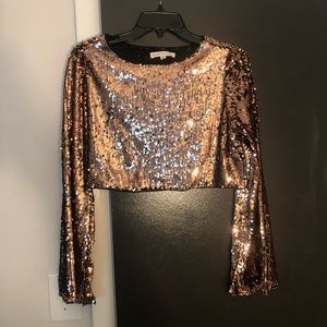 Rose gold sequined top